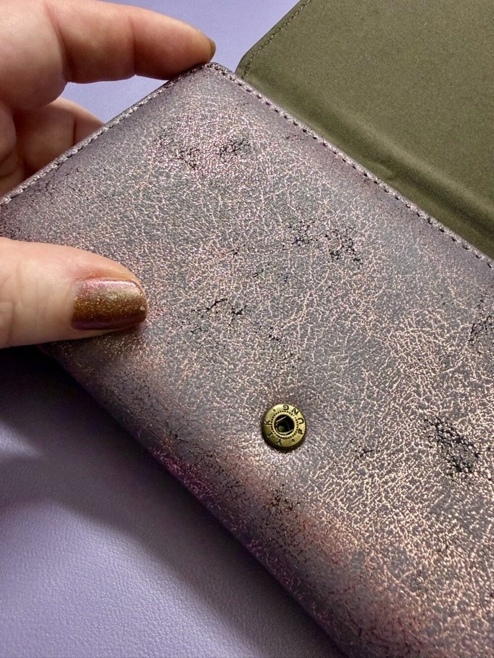 Metallic Purple Montana West Large Wallet with Turquoise and Brass Accents - Picture 4 of 15